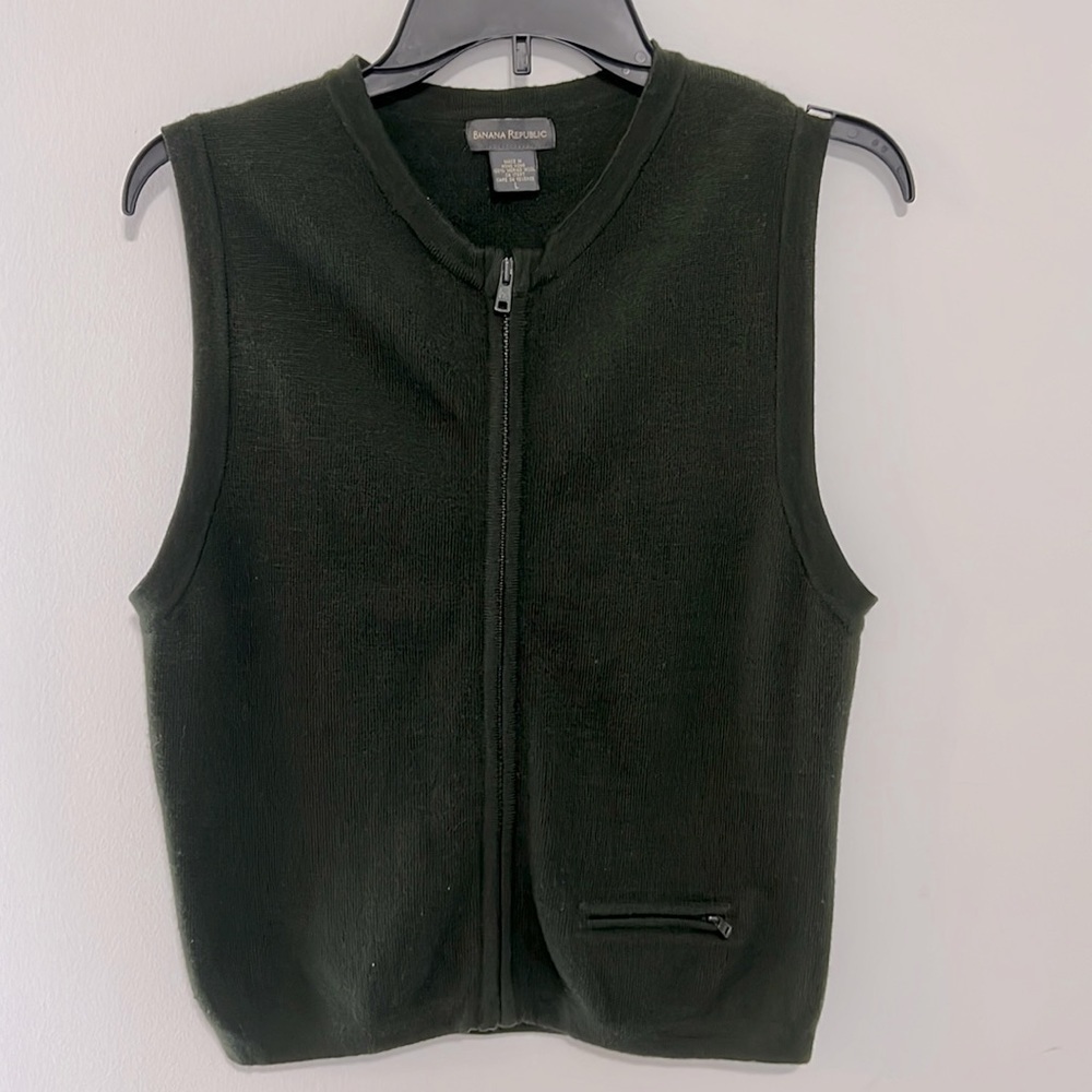 BANANA Republic Hunter Green Zip Up Vest Size Large